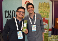 Manuel Ochoa and Rodrigo Cruz with Altar Produce are showing organic asparagus.