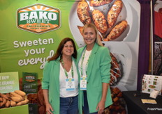 Susan Noritake and Bailey Slayton with Bako Sweet show beautiful displays of California grown sweet potatoes in the booth.