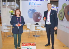 European Fruit Group (EFG) Italy's Milena Dubershtain and Nicola Detomi, the Ceo, said they had a lot of people visit them on the first day, the Indian market is important for them.