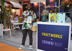 FruitWorks, Crown Fruit and Rainbow Fruit are all part of one company supplying the market from different parts of the world. The guys at this stand have beautiful, patterned shirts, they will wear different shirts each day. Lwandi Ndala was at the stand.