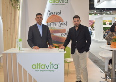 Sokrotes and Chatsios Anastasios of Greek fruit trader Alfa Vita. They export kiwis, grapes, cherries and apricots to East and Central European markets, the kiwis and cherries are also exported overseas. 