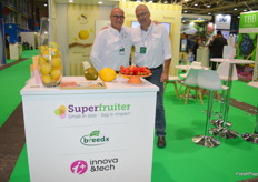 Breedx and Superfruiter Ohad Zuckerman, Chairman and Lior Carmeli, Ceo of Breedx in the innovation hall 1 showcasing their new melon and pepper varieties.