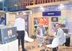 Daniel Ovchinnikov (left) and Mohamed Hegazy (middle) from Mafaza. the company exports blueberries, citrus, asparagus and dates mainly to the European market.