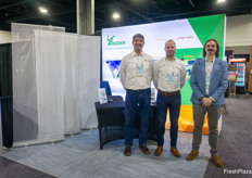 Morris Brink,  Ruud van den Heuvel, and Travis Dixon, Ridder, with the companies' climate screens and intelligent greenhouses solutions 