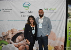 Sandy Malouff-Quintana and Michel Matouk with South Mill Champs. Matouk represents World Fresh Produce, part of the South Mill Champs family. 