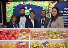 Beautiful exotic products on display at HLB Specialties' booth. From left to right: Cecilia Vera, Pedro Murashima, Maria Lucia Morales, Jack Jackson, and Melissa Hartmann de Barros. 