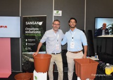 Tarik Bouallala Rqibi (right) and José Sancho Sanchez from Sansan Pro Design. The company provides pots and other solutions for agriculture.