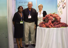 Rhomona Gounden, Graham Retief, and Elaine Alexander of the South African Table Grape Industry.