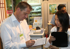 Visitors were given a questionaire to leave their judgement of the Japanese fruit.