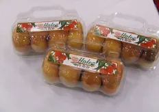 Clamshell packaging for donut peaches, patented by EW Brandt.