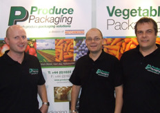 Mark Daisly (center) and colleagues of Produce Packaging, a company that offers a wide range of packaging solutions to packing produce, including biodegradable.