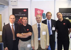 Mauro Stipa (center) of Italian packaging specialist ILIP, which showed an interesting product development that combined recycled and virgin PET packaging in one.