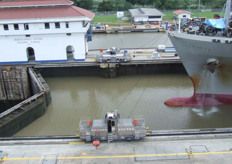 Trains, locks and ship in action