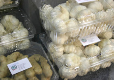 Garlic and ginger in a small packing at Pan United