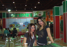 Two beautiful ladies at the stand of Lara.