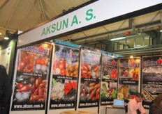 Stand AKSUN A.S. AKSUN A.S. with the certificates of ISO 22000:2005 and EUREPGAP , can offer a wide product range consistent of 47 different fresh/dry fruits and vegetables.