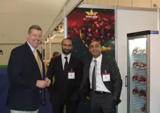 David Crossland formerly UK general manager of Arava export growers and now Managing director of Mill Associates visiting the Royal Pom booth. Royal Pom is represented by Mr. Elshad Shirin and Rashad Shirin.
