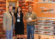 From left to right Steve Berthelet, Séverine Nault and Steven in the booth of MAS & FILS Jardiniers promoting the Cristopher Label.