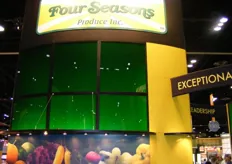 "The booth of Four Seasons Produce. "A progressive, full-line produce company with strong family values, honesty and a commitment to our customers, suppliers and associates."
