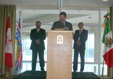 Mexican Ambassador Francisco Barrio Terrazas makes a speech at the Mexican Party.