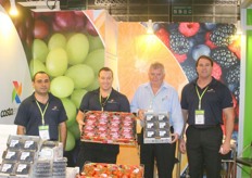 Amancio Cuesta, Andrew Costa, Peter McPherson and Brett Pickering of Costa Exchange promote their grapes, citrus, berries, tomatoes, bananas and mushrooms.