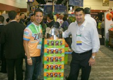 Paul Mastronardi and Kevin Safrance stand by the MiMi display. Mastronardi won the PMA 2010 Impact award with the packaging of MiMi