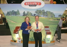 Julie Lucido and Dan Crowley promote new strawberry and raspberry varieties.