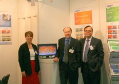 Susan Swain, Garry Fincham and Mahesh Gupta at the Radix stand