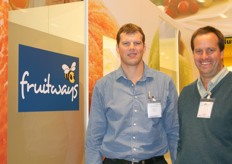 Justin Mudge and Chris Moodie at the Fruitways stand in the South African Pavillion.