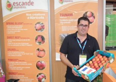 Franck Secalot from Escande Plants presents a new variety of apricot. This is the earliest variety available on the market (apricots in picture harvested 2nd of May 2011).