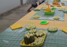 Melon tasting. A range of melons were on offer with different flavours, aromas and colours.