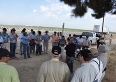 Attendees gather for the start of one of Giumarra and Grapa's open field days. The field days were held during the first week in August to showcase grape varieties for existing and potential licensees of ARRA grape varieties.