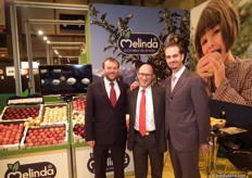 Anton Carra, Roberto Gorza and Andrea Fedrizzi of Melinda, Italian apples.