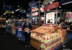 Katharine Grove from Columbia Marketing International, standing with the Ambrosia brand. www.cmiapples.com