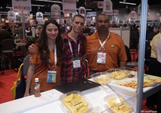 Lila Rivera, Manuel Rivera and Hugo Miguel, of Cut Pack, providers of Mexican mango and sliced pineapple.