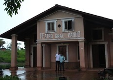 The partners posing in front of the theatre constructed by rubber king Nicolás Suárez Callaú http://en.wikipedia.org/wiki/Cachuela_Esperanza