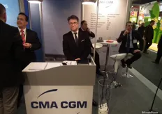 Eduoard Monnoyeur, Commercial Manager at CMA-CGM. The company were located in Fruit Logistica's hall 25, a collection of logistics companies and Latin American businesses. Like many logistics solutions providers, CMA_CGM were hoping to develop business links with the South American continent.