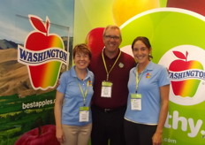 Rebecca Lyons, Todd Fryhover, President and Danelle Trovato promoting Washington Apples.