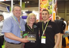 Tim and Alison Jones from Wandin Valley Farms join Joe Tullio from Australia Fruits to promote their Diamond Cherries.