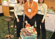 Heather Scott, Dewey Scott and Kristie Bass from Scott Farms, a big producer of North Carolina Sweet potatoes.