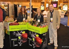 Ellie Tucker, Jill Morrisson and Paul Newman of Oneonta Starr Ranch Growers promoting the organic line.