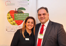 Greek fruits promoter Konstantina Bouman together with Secretary General of the Greek Ministry of Agricultural Development, Mr Dmitris Melas