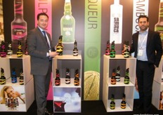 The men of Distillati Group (Italia): Alberto Luca (Export Dept.) and Frasson Antonio (General Manager), based in the north of Italy and offers fruit flavored alcoholic/non-alcoholic beverages for cocktails and smoothies