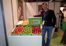 Pascal Sauvetre in Pom'Sauvetre’s stand, French company specialized in apples.