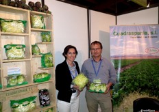 Joséphine Cuadras and Atoine Cuadras in their Cuadraspania, SL stand, promoting their endive, lettuce and now, as a novelty, also artichokes of three different varieties.