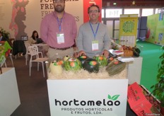 Miguel Caraça and Filipe Henriques, in their Hortomelao stand in the Portuguese pavilion.