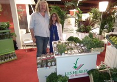 AymePhilippe and Adriana Chelliin their Herbes du Rousillon stand, producers and marketers of all kind of fresh herbs grown in French Catalonia and Provence.