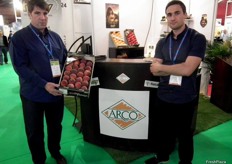 Sylvain Fabre and QuerolEtienein their Arco Fruits stand promoting the Fanny brand.