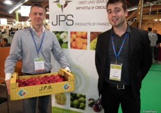 Jean Pierre Souchon and Julien Jund in the stand of JPS, importers and exporters of fresh and processed produce.