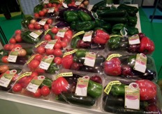 Vegetables packaged and ready to cook in the stand of Les Jardins d'Aquitaine.